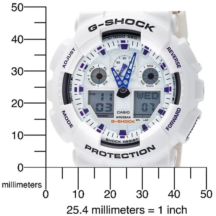 Relógio CASIO G-SHOCK masculino anadigi branco GA-100A-7ADR Relógio CASIO G-SHOCK masculino anadigi branco GA-100A-7ADR