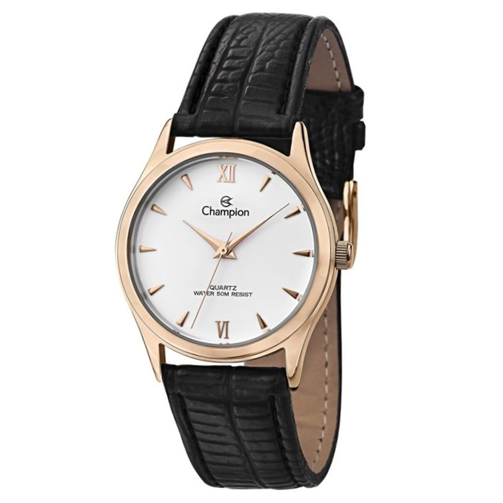 relogio champion feminino couro