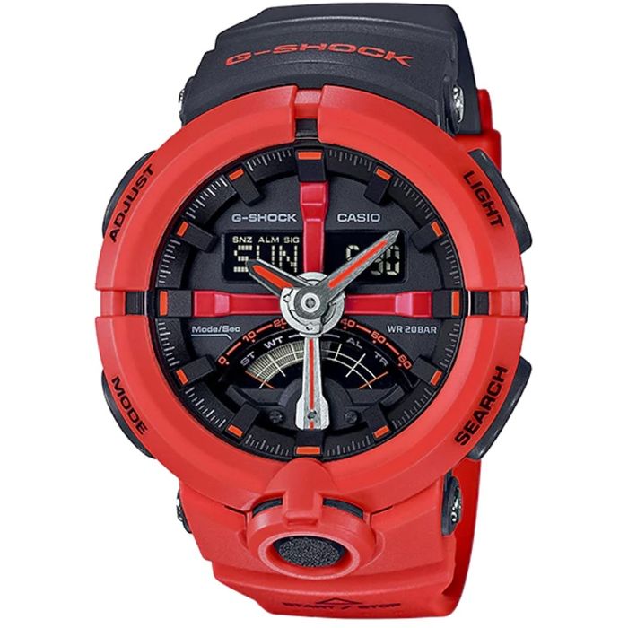 Relógio CASIO G-SHOCK masculino cinza/vermelho GA-500P-4ADR