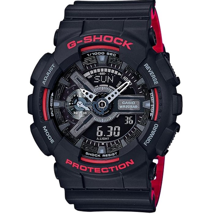 CASIO G-SHOCK デジタル腕時計 ブラック/レッド Casio G-shock | Inflamar Série Vermelha | Solar Resistente GA