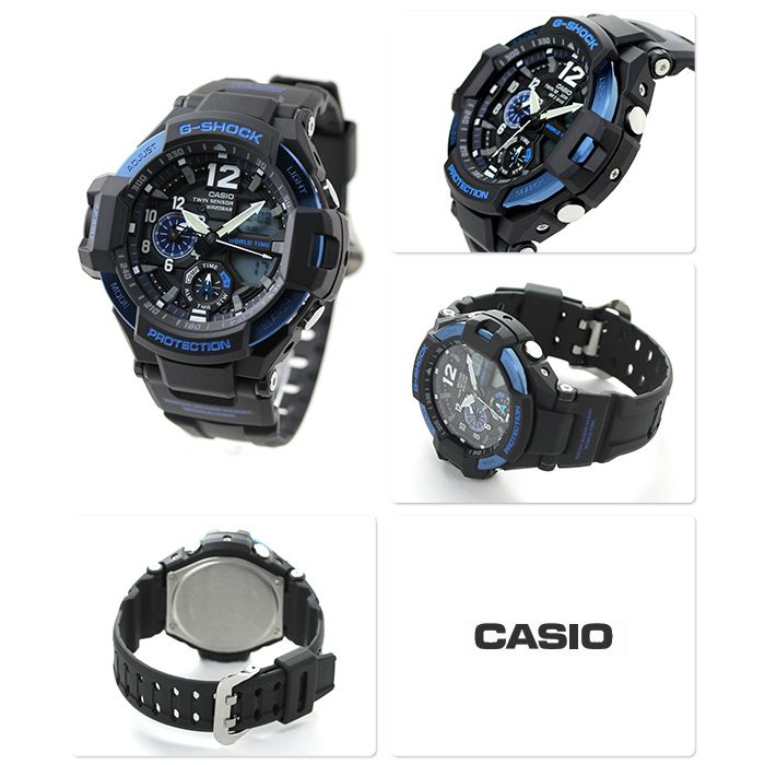 Relógio CASIO G-SHOCK masculino preto/azul GA-1100-2BDR - aconfianca
