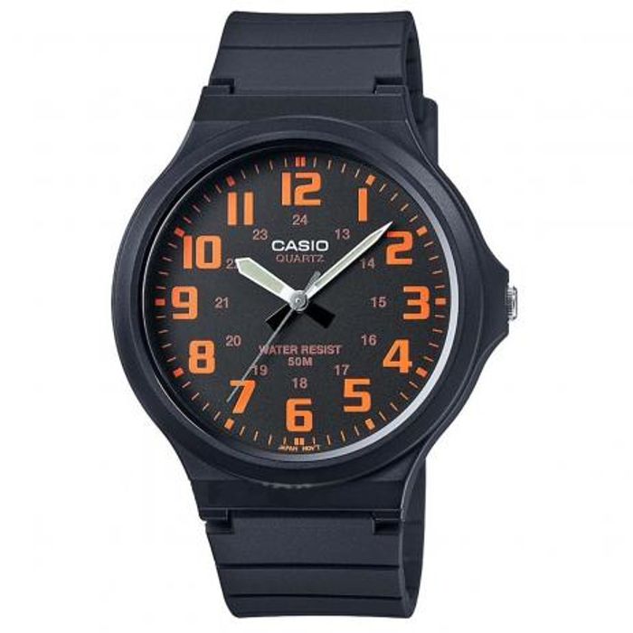 Relógio CASIO masculino preto laranja MW-240-4BVDF - aconfianca