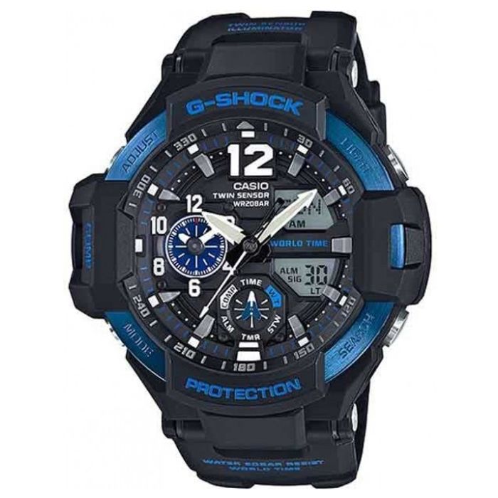 Relógio CASIO G-SHOCK masculino preto/azul GA-1100-2BDR - aconfianca