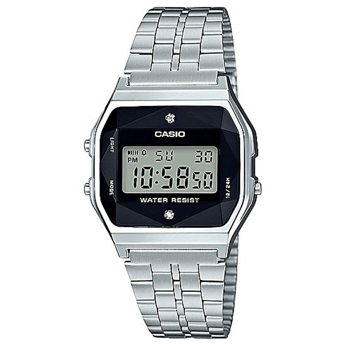 時計 Casio A159WAD-1D Relógio CASIO VINTAGE unissex prata A159WAD-1DF - aconfianca