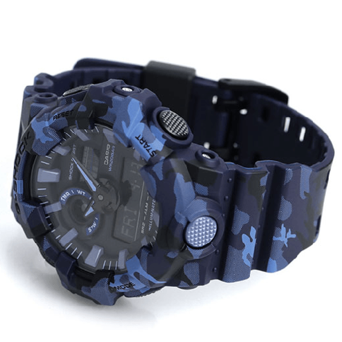 Relógio CASIO G-SHOCK masculino camuflado azul GA-700CM-2ADR