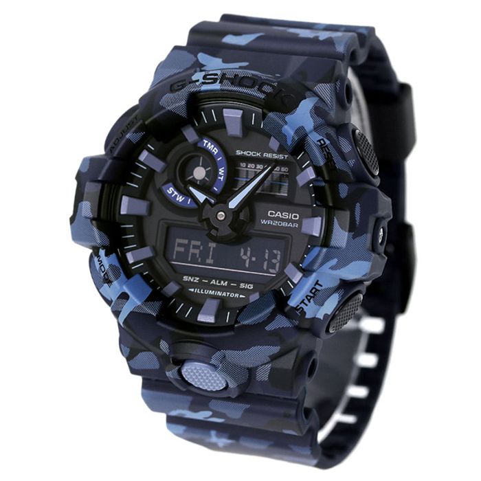 Relógio CASIO G-SHOCK masculino camuflado azul GA-700CM-2ADR