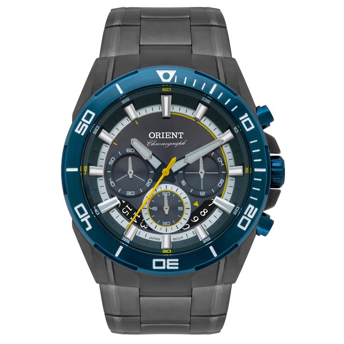 Relógio ORIENT masculino cronógrafo chumbo MTSSC026 G1GX - aconfianca
