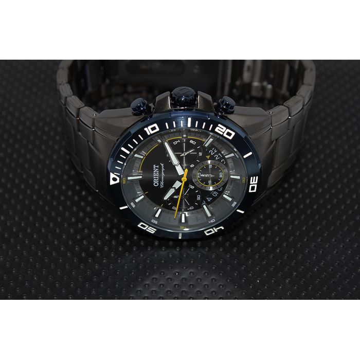 Relógio ORIENT masculino cronógrafo chumbo MTSSC026 G1GX - aconfianca