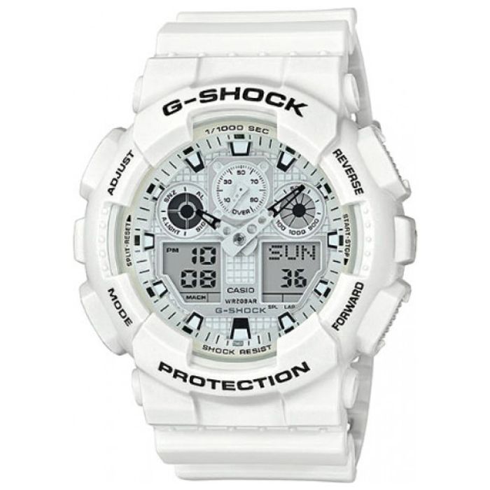 G-SHOCK ホワイト Relógio CASIO G-SHOCK masculino anadigi GA-100MW-7ADR - aconfianca