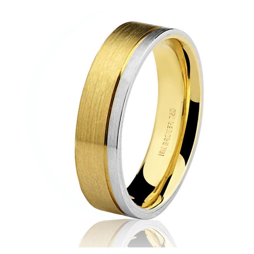 Aliança Ouro Amarelo E Branco Aliança de Ouro 18K Amarelo e Branco Fosco mod 0187 (unitário) - aconfianca