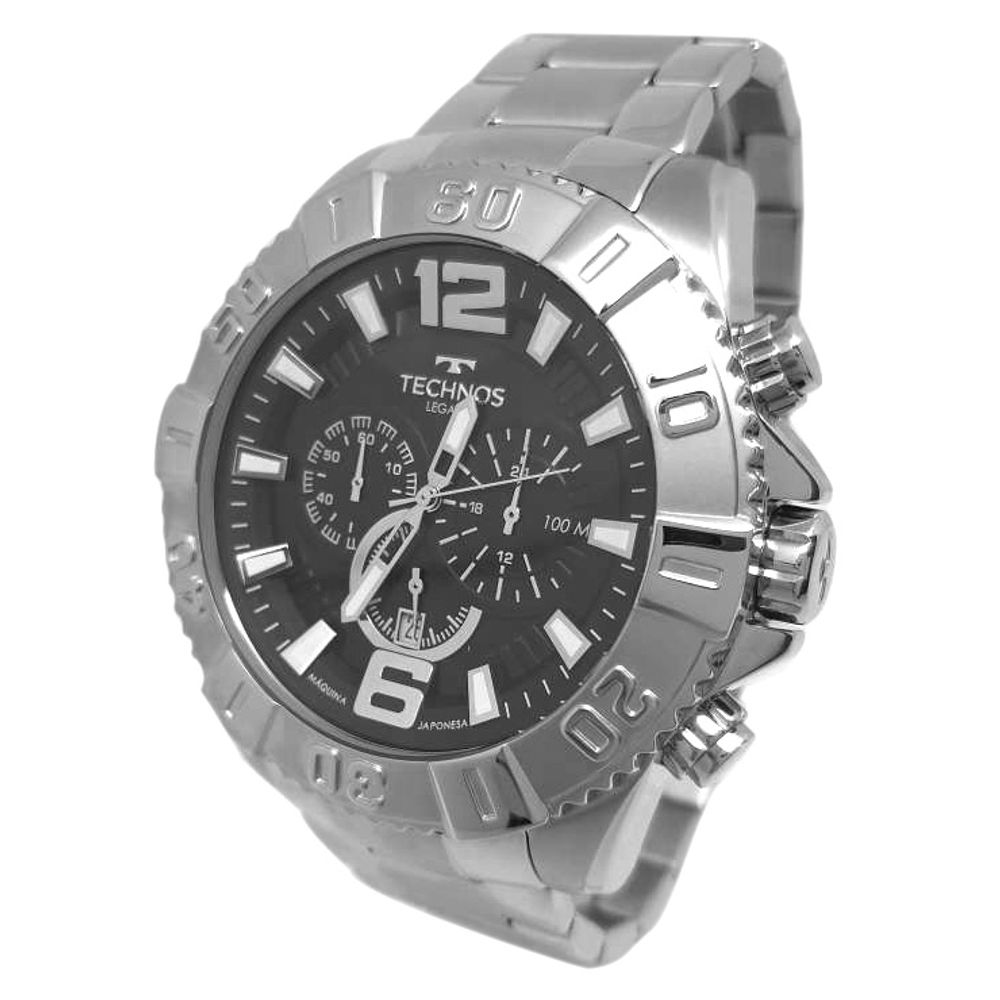 technos cronógrafo prata