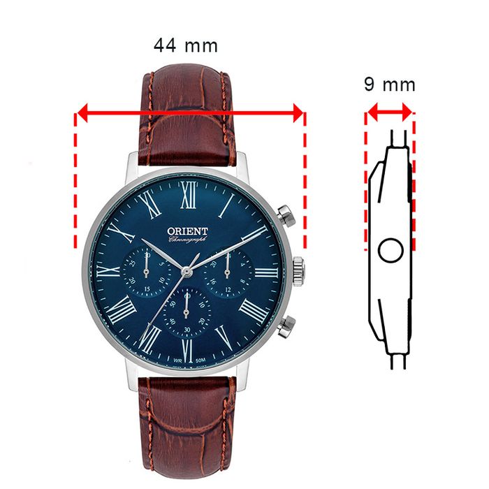Relógio ORIENT masculino cronógrafo couro MBSCC056 D3NX - aconfianca