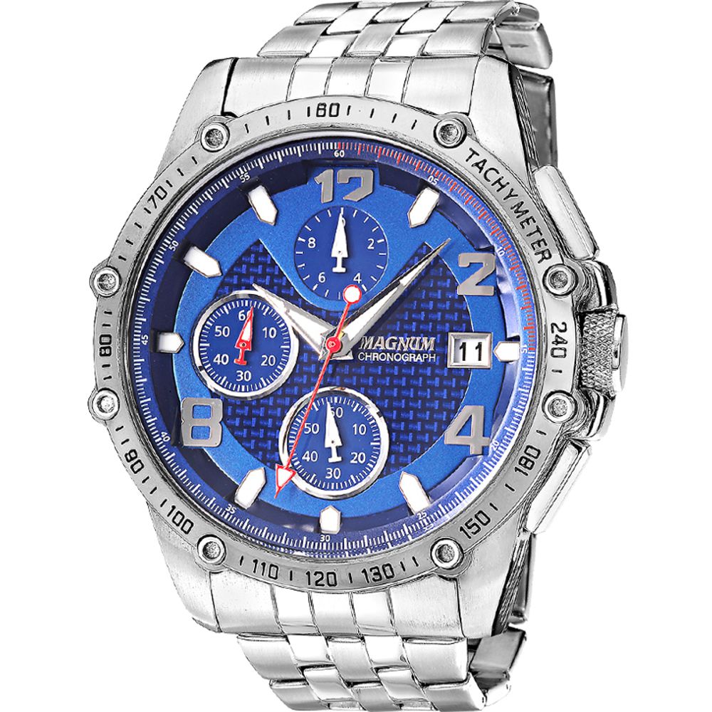 Relógio Magnum Masculino Automático Ma35066a Misto Azul