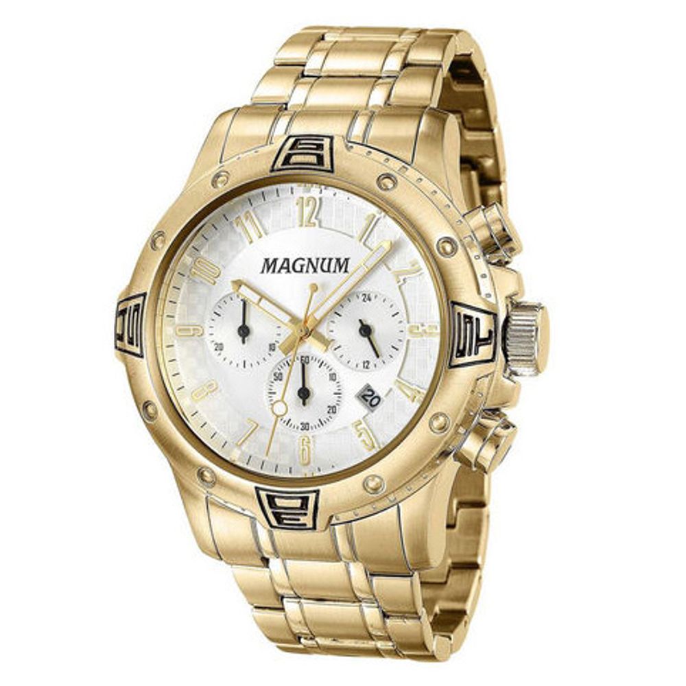 Relógio Magnum Masculino Cronógrafo Dourado – Lilly Web Shop