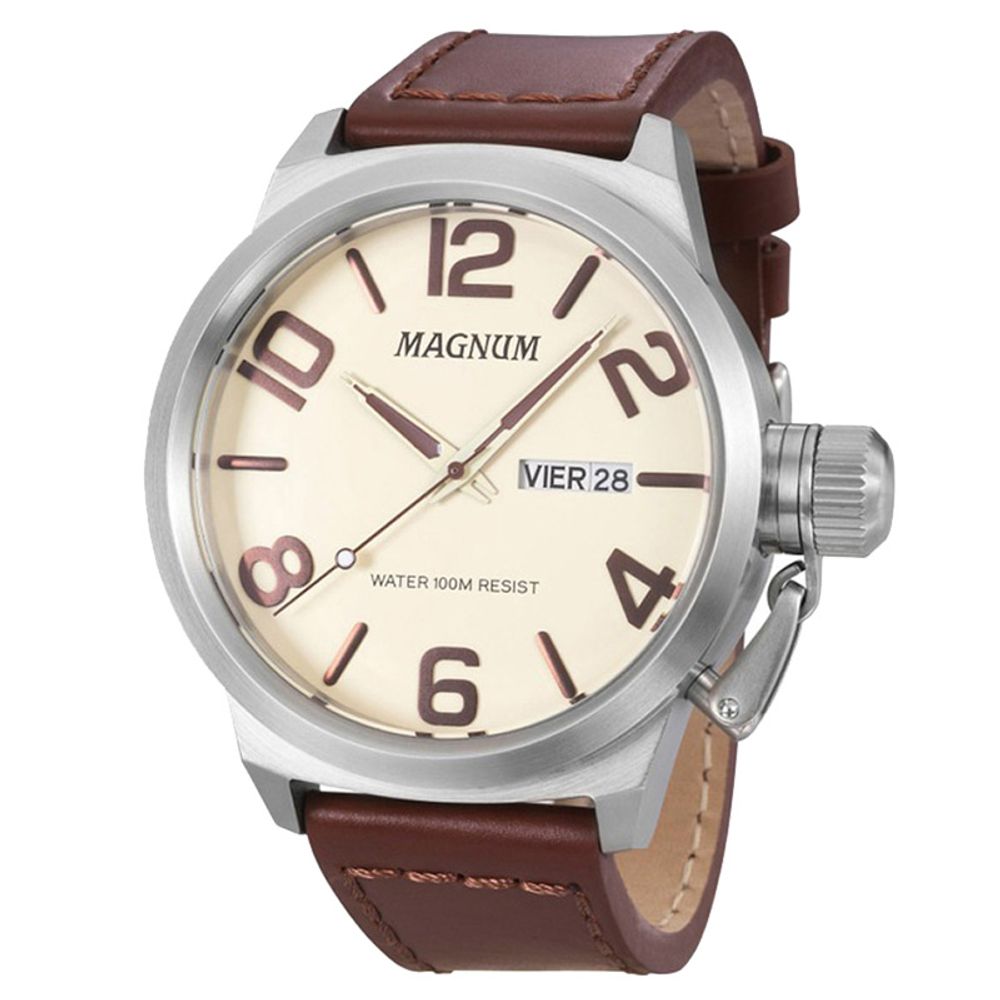 Relógio MAGNUM masculino analógico couro MA33399E - aconfianca