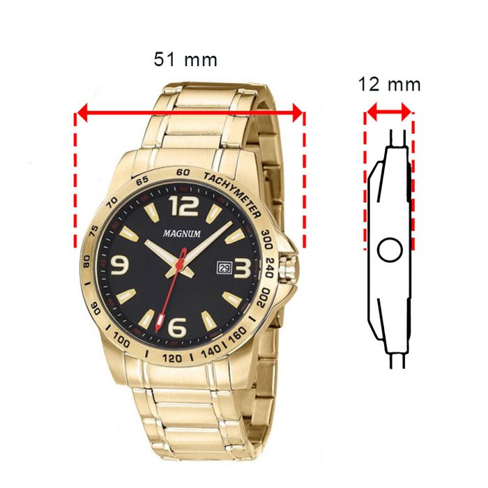 Relógio MAGNUM masculino analógico dourado MA32381H - aconfianca