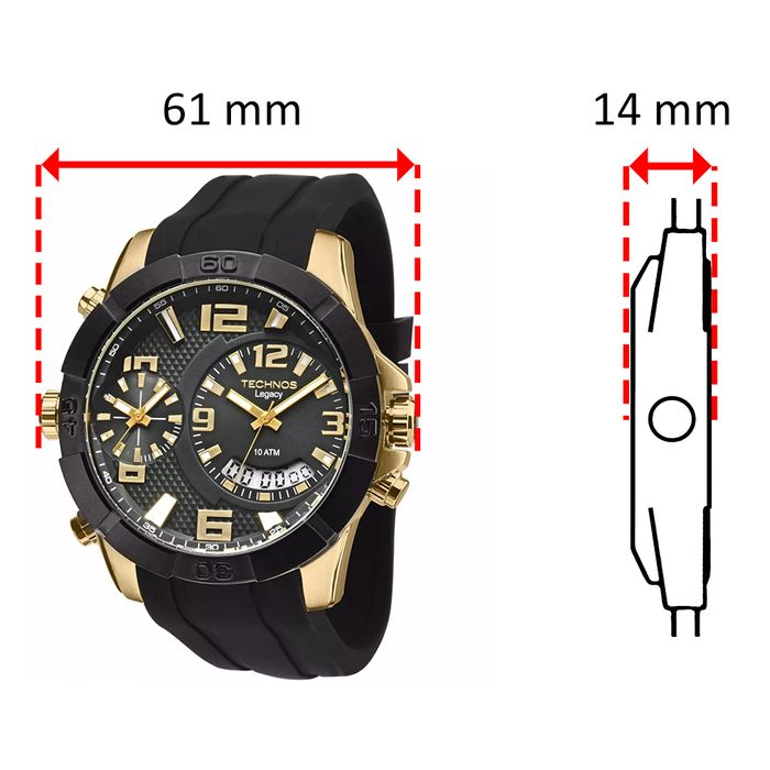 Relógio TECHNOS Legacy masculino dual-time anadigi T205FJ/8P