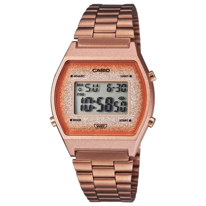 Relógio CASIO VINTAGE feminino glitter rosê B640WCG-5DF - aconfianca