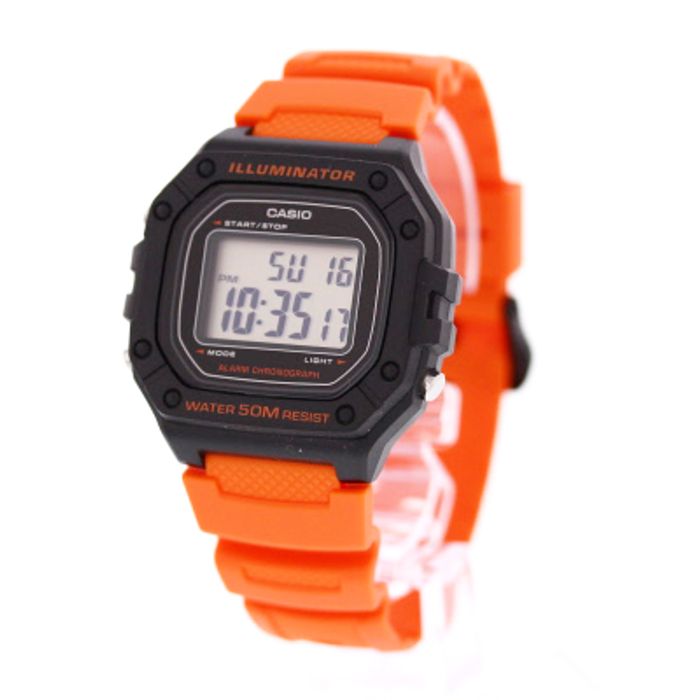 Relógio CASIO Illuminator masculino laranja W-218H-4B2VDF - aconfianca