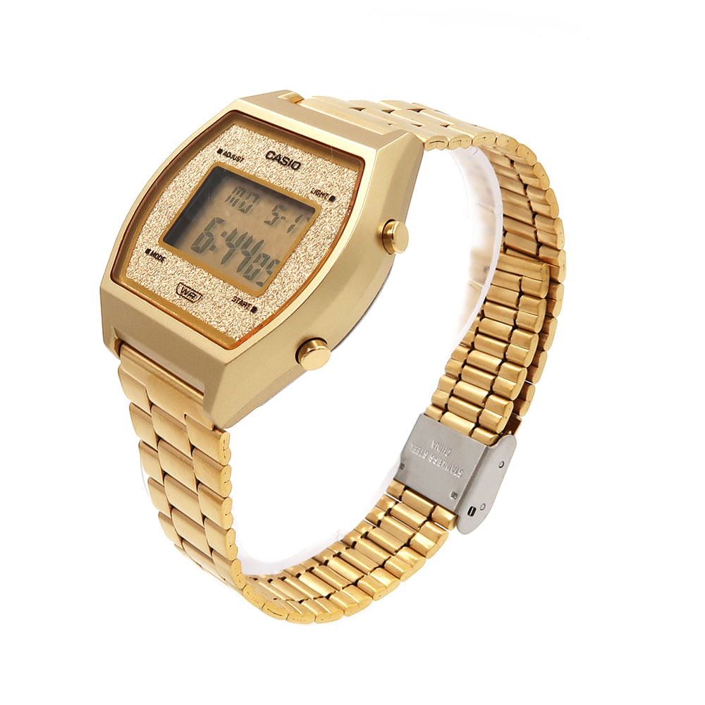 Relógio CASIO VINTAGE feminino glitter dourado B640WGG9DF aconfianca