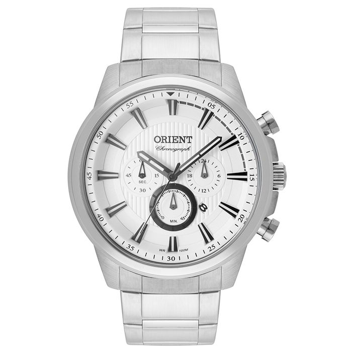 Relógio ORIENT masculino cronógrafo prata MBSSC156 S1SX - aconfianca