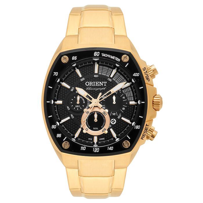 Relógio ORIENT masculino cronógrafo dourado MGSSC021A P1KX