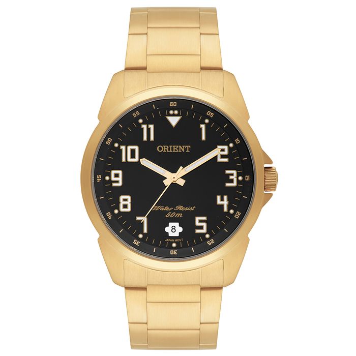 Relógio ORIENT masculino analógico dourado MGSS1103A P2KX - aconfianca