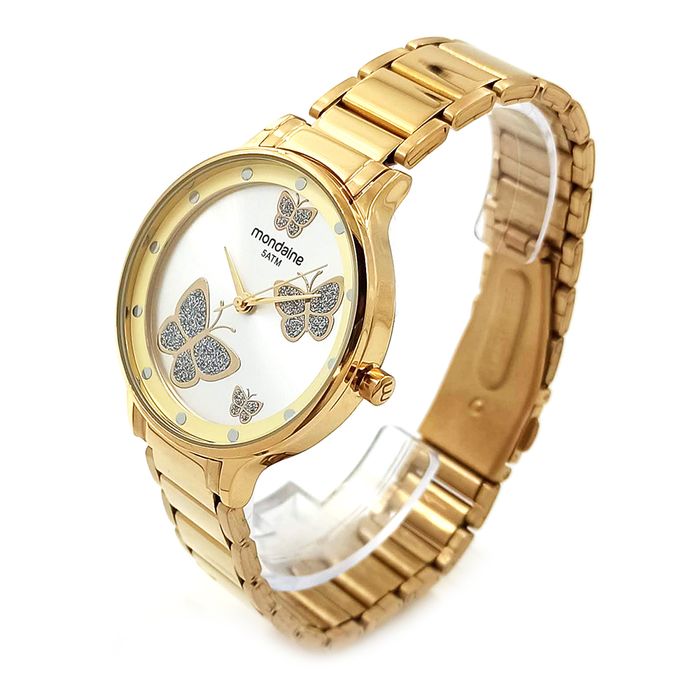 Relógio Feminino Mondaine Borboleta Dourado 76752LPMVDE1