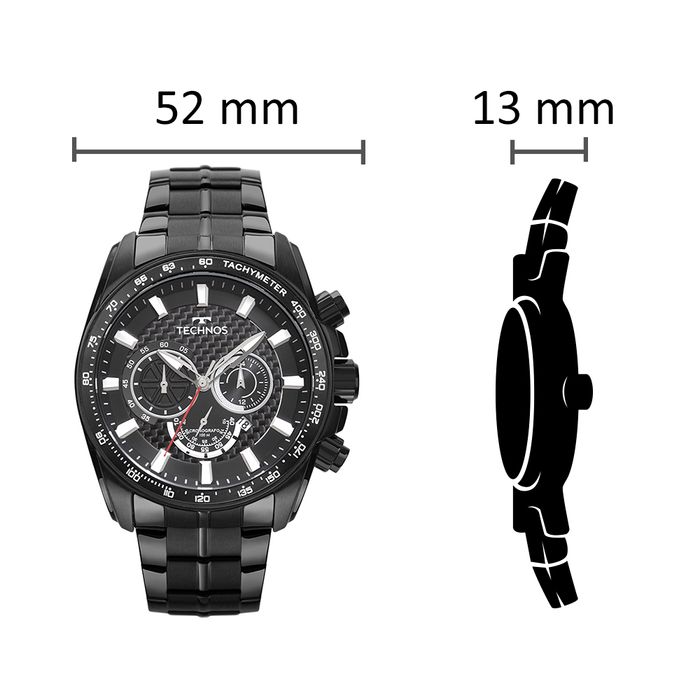 Relógio TECHNOS masculino cronógrafo preto OS20HMK/4P - aconfianca