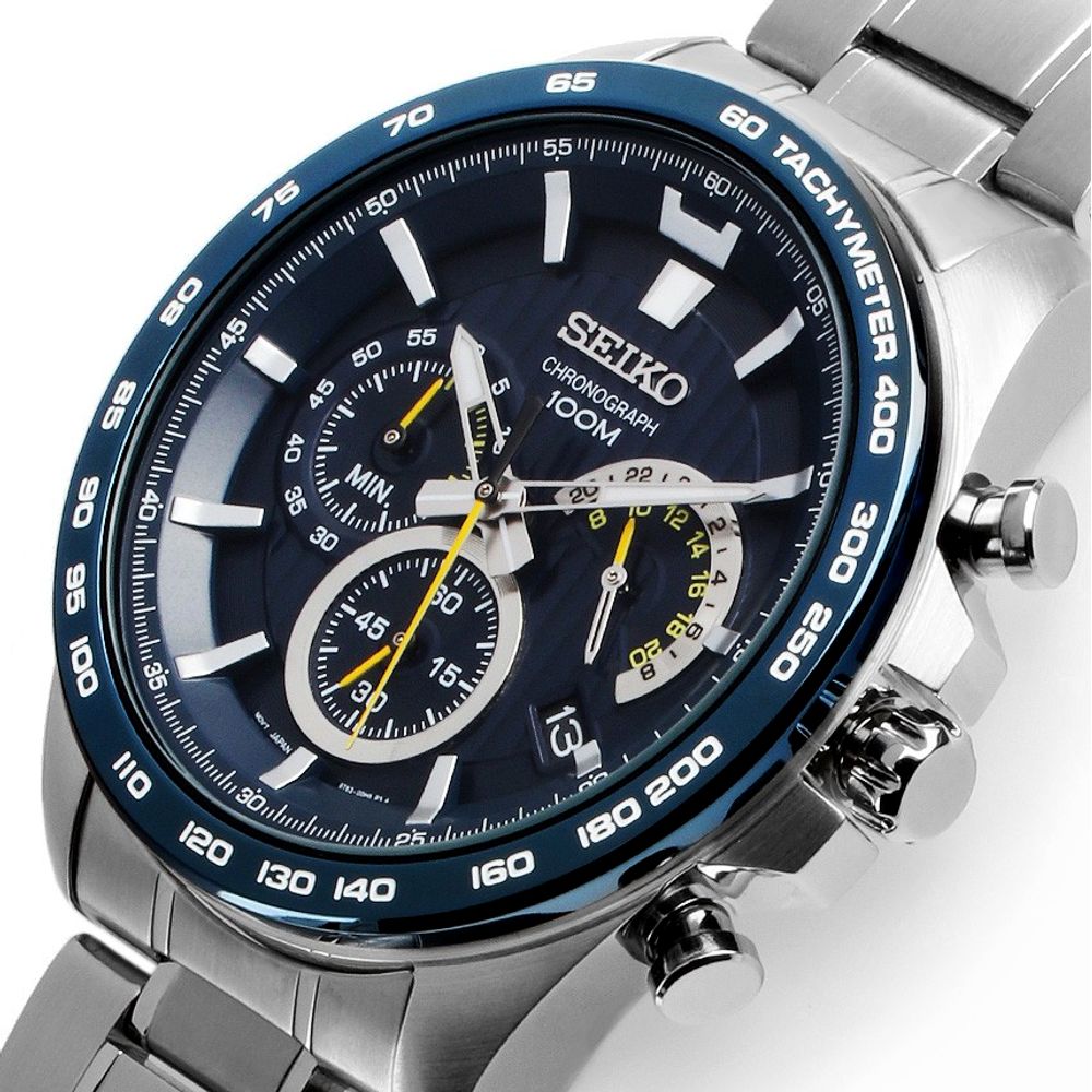 Relógio Seiko Masculino Cronógrafo Aro Azul Ssb301b1 D1sx Aconfianca