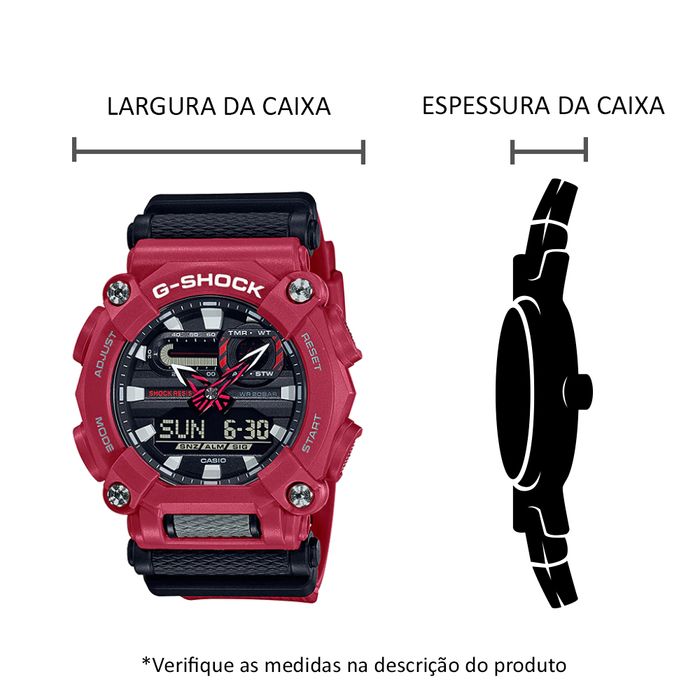 Relógio CASIO G-SHOCK masculino vermelho GA-900-4ADR - aconfianca