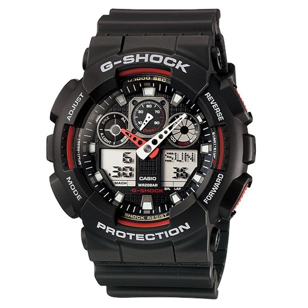 Relógio CASIO G-SHOCK masculino vermelho preto GA-100-1A4DR - aconfianca