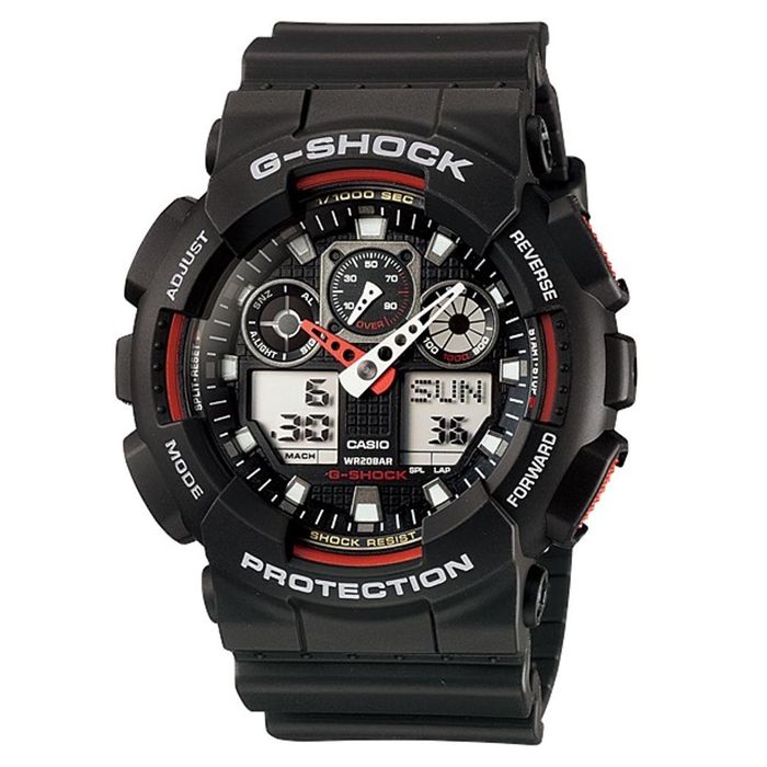 Relógio CASIO G-SHOCK masculino vermelho preto GA-100-1A4DR