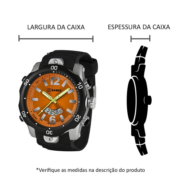 Relógio X GAMES masculino anadigi laranja XMPPA294 O2PX - aconfianca