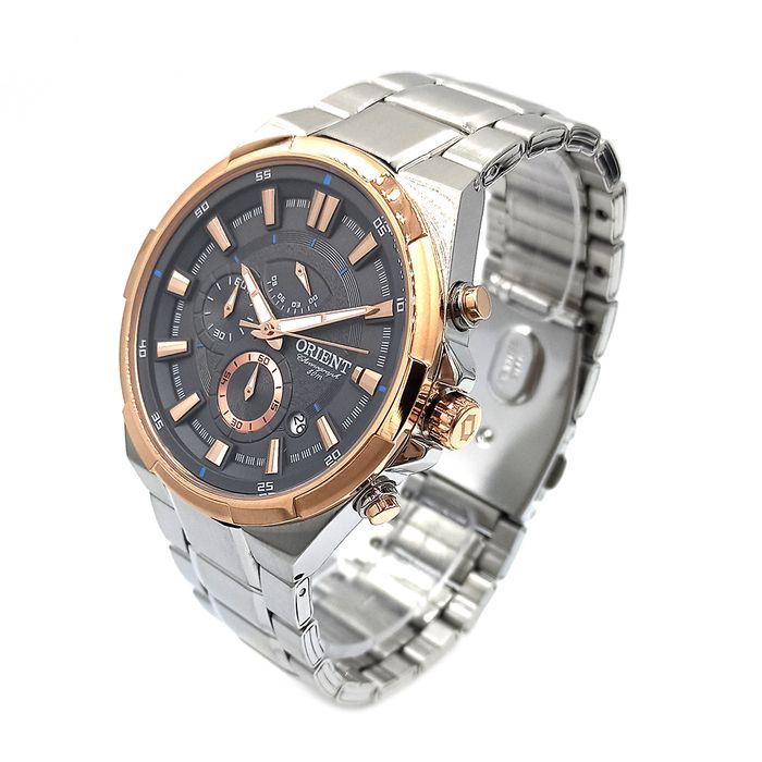 Relógio ORIENT masculino rose cinza cronógrafo MTSSC017 G1SX