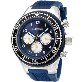 Relógio Magnum Masculino Prata Visor Azul MA33068F