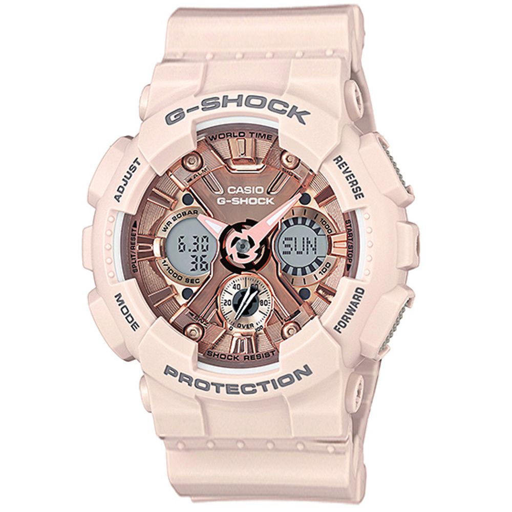 Relógio CASIO G-SHOCK feminino anadigi rosa GMA-S120MF-4ADR - aconfianca