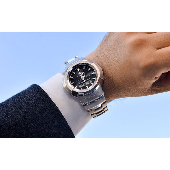 Relógio CASIO G-SHOCK masculino anadigi prata AWM-500D-1ADR