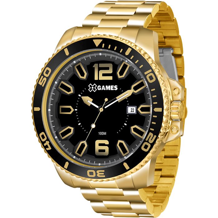 Relógio X GAMES masculino dourado preto XMGS1019 P2KX - aconfianca
