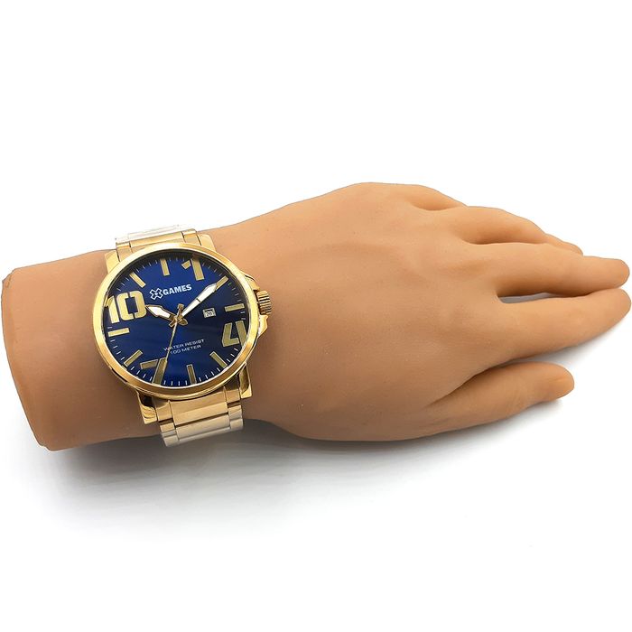 Relógio X GAMES masculino dourado azul XMGS1033 D2KX - aconfianca