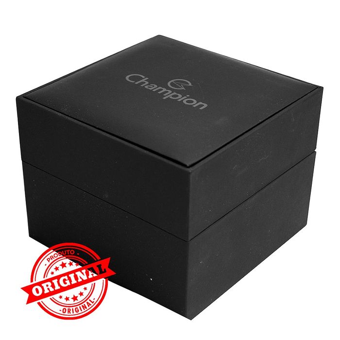 Relógio CHAMPION feminino dourado couro preto CN20828U - aconfianca