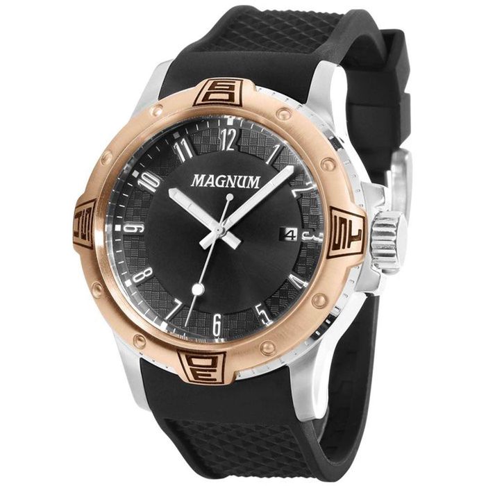 Relógio MAGNUM masculino preto prata aço MA34414P - aconfianca