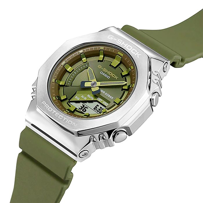 Relógio CASIO G-SHOCK feminino anadigi verde GM-S2100-3ADR