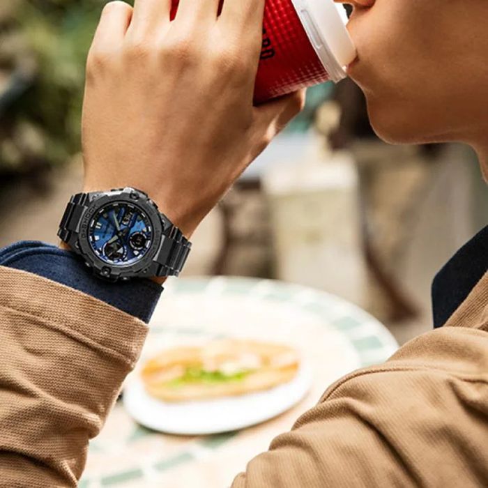 Relógio CASIO G-SHOCK G-Steel fumê azul GST-B400BD-1A2DR - aconfianca
