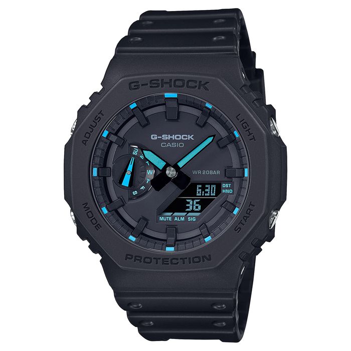 カシオーク GA2100 Relógio CASIO G-SHOCK unissex anadigi azul GA-2100-1A2DR - aconfianca