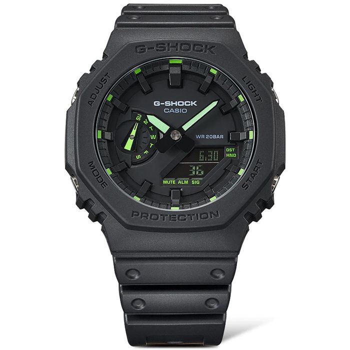 Relógio CASIO G-SHOCK unissex anadigi verde GA-2100-1A3DR - aconfianca