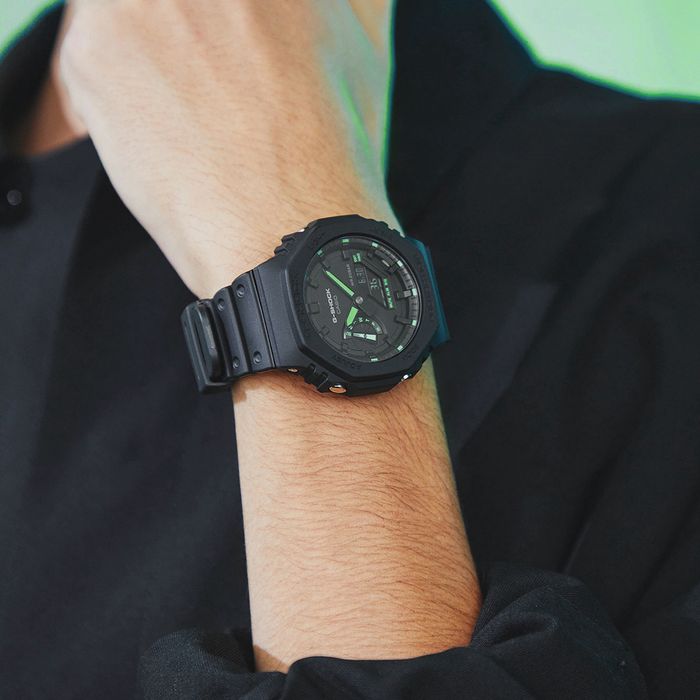 Relógio CASIO G-SHOCK unissex anadigi verde GA-2100-1A3DR