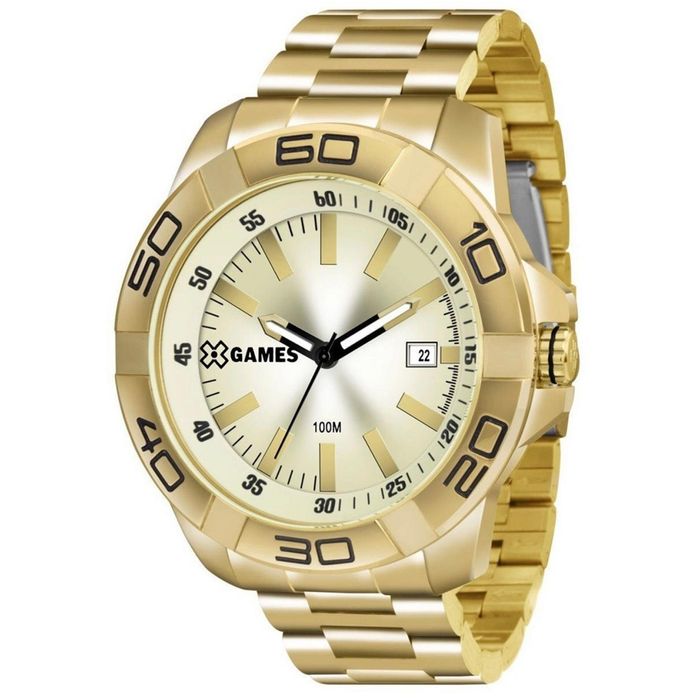 Relógio X GAMES masculino dourado aço XMGS1020 C1KX - aconfianca