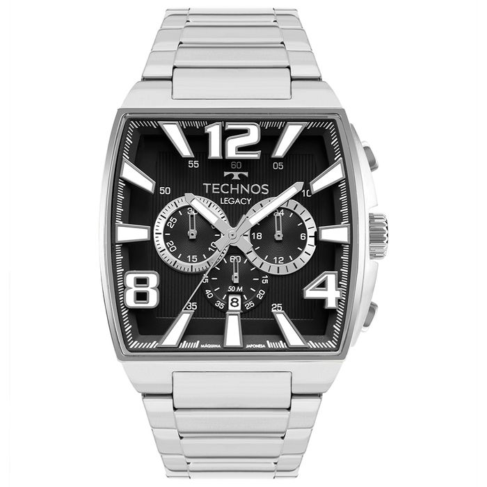 Relógio TECHNOS Legacy masculino prata preto JS25BAW/1K - aconfianca