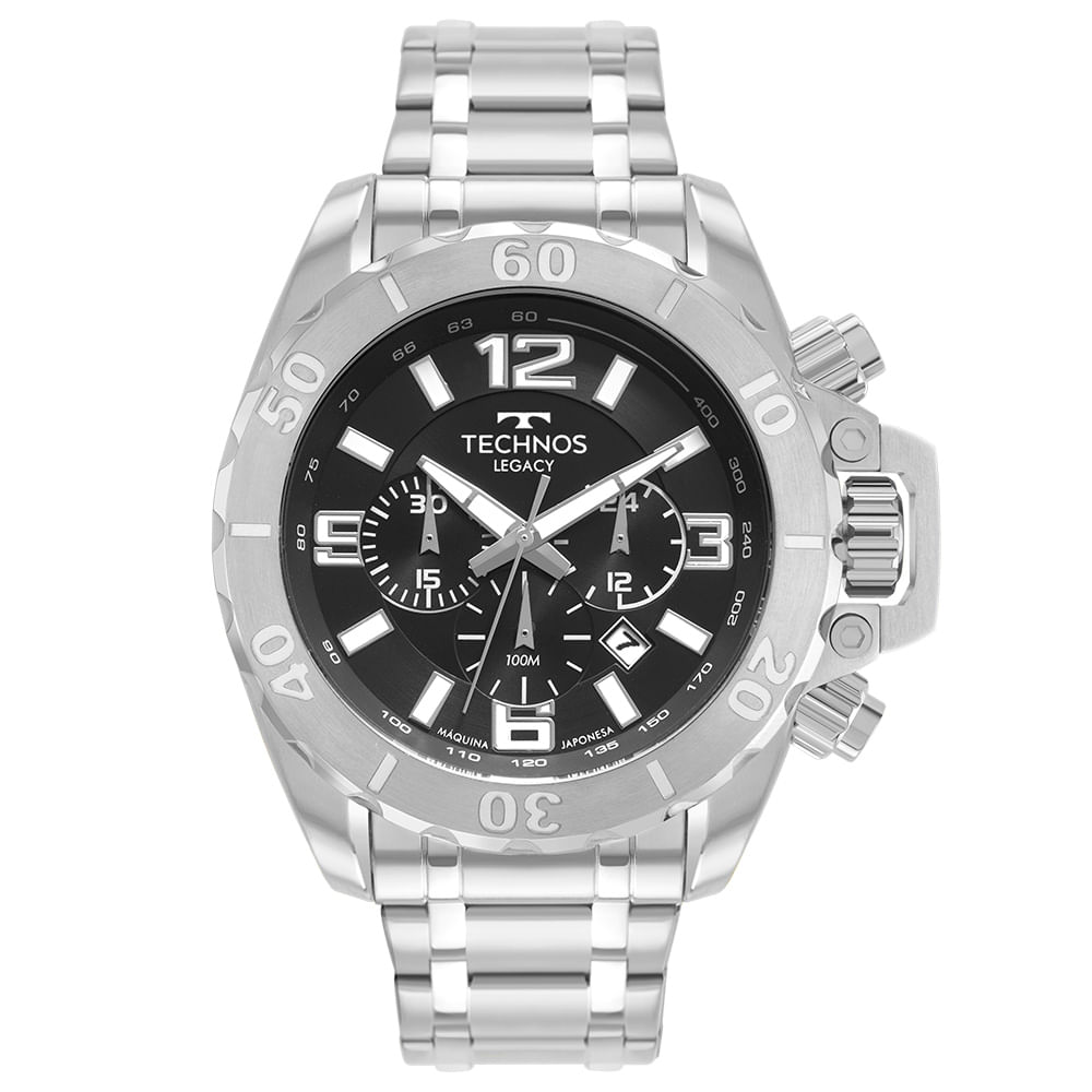 Relógio TECHNOS Legacy masculino prata cronógrafo JS25BAV/1K